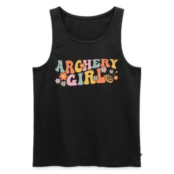 Groovy Archer - Men's Premium Organic Tank Top - black - Front - AI Model Male 178 light (178cm)
