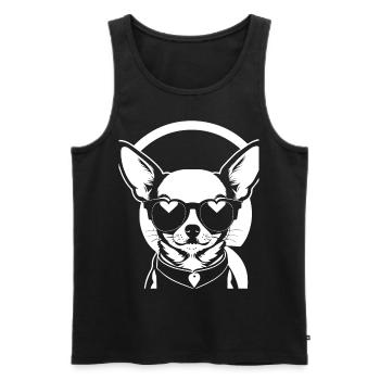 Chihuahua drôle portant des lunettes de soleil Chihuahuas - Débardeur bio Premium Homme - noir - Devant - Michal (187cm)