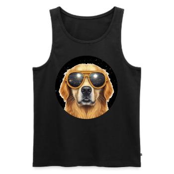 Golden Retriever In Galaxy Eyeglasses Galaxy Dog L - Männer Premium Bio Tank Top - Schwarz - Vorne - Michal (187cm)
