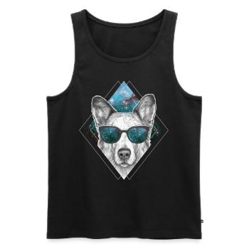 German Shepherd Galaxy Glasses Astronomy Dog Space - Männer Premium Bio Tank Top - Schwarz - Vorne - Michal (187cm)