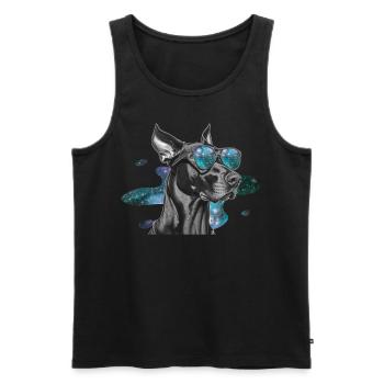Dobermann Space Glasses Galaxy Astronomy Dog Sungl - Männer Premium Bio Tank Top - Schwarz - Vorne - Michal (187cm)