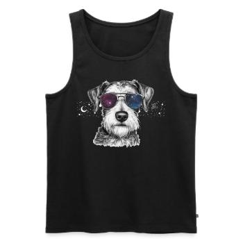 Miniature Schnauzer In Galaxy Sunglasses Space Dog - Männer Premium Bio Tank Top - Schwarz - Vorne - Michal (187cm)