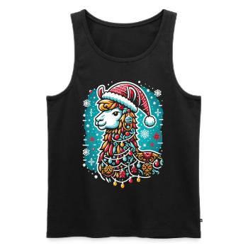 Festliches Lama: Weihnachtszauber - Männer Premium Bio Tank Top - Schwarz - Vorne - AI Model Male 178 light (178cm)