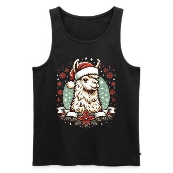 Llama in Christmas Robe: Festive Joy - Men's Premium Organic Tank Top - black - Front - AI Model Male 178 light (178cm)