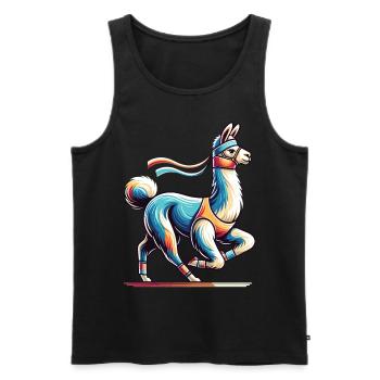 Lama coureur : le fitness avec style - Débardeur bio Premium Homme - noir - Devant - Michal (187cm)