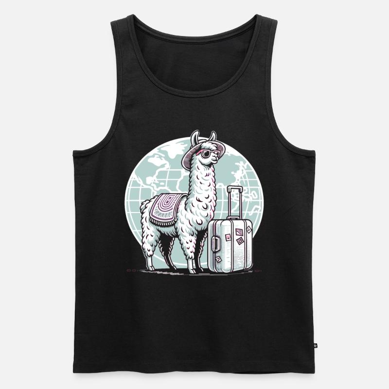 Reisefieber Lama: Entdeckungsreise - Männer Premium Bio Tank Top - Schwarz