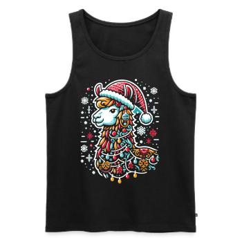 Lama de Noël : Joyeux Noël - Débardeur bio Premium Homme - noir - Devant - AI Model Male 178 light (178cm)