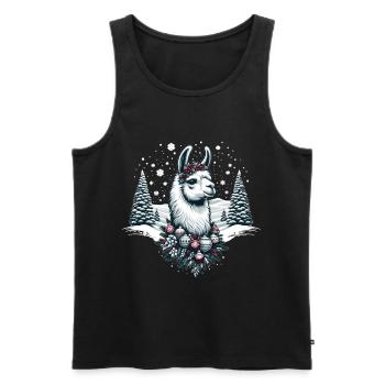 Winterwunder Lama: Schneeflocken Zauber - Männer Premium Bio Tank Top - Schwarz - Vorne - Michal (187cm)