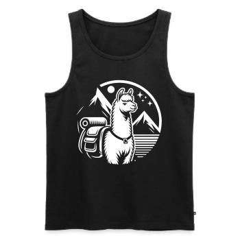 Simple hiking llama: Mountains in view - Men's Premium Organic Tank Top - black - Front - Michal (187cm)