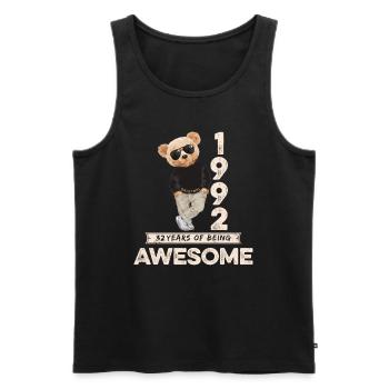 1992 Geburtstag Teddy Bär Being Awesome Orignal - Männer Premium Bio Tank Top - Schwarz - Vorne - Michal (187cm)
