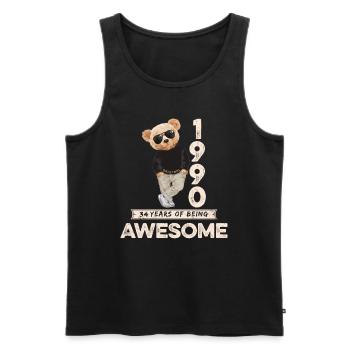 1990 Geburtstag Teddy Bär Being Awesome Orignal - Männer Premium Bio Tank Top - Schwarz - Vorne - Michal (187cm)