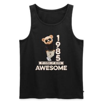 1985 Geburtstag Teddy Bär Being Awesome Orignal - Männer Premium Bio Tank Top - Schwarz - Vorne - Michal (187cm)