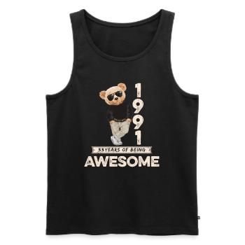 1991 Geburtstag Teddy Bär Being Awesome Orignal - Männer Premium Bio Tank Top - Schwarz - Vorne - Michal (187cm)