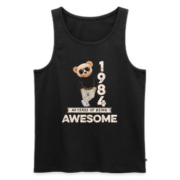 1984 Geburtstag Teddy Bär Being Awesome Orignal - Männer Premium Bio Tank Top - Schwarz - Vorne - Michal (187cm)