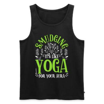 Smudging Is Like Yoga For Your Aura Ausräuchern - Männer Premium Bio Tank Top - Schwarz - Vorne - Michal (187cm)