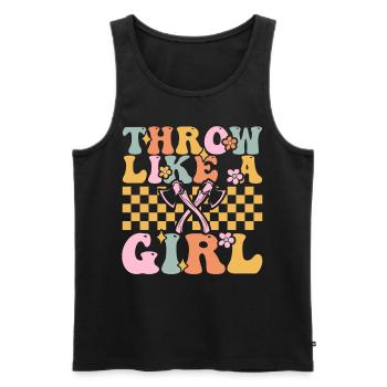 Groovy Axtwerfendes Mädchen - Männer Premium Bio Tank Top - Schwarz - Vorne - Michal (187cm)