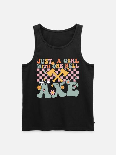 Groovy Axtwerfendes Mädchen - Männer Premium Bio Tank Top - Schwarz