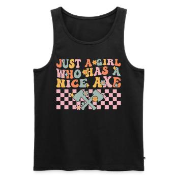 Groovy Axtwerfendes Mädchen - Männer Premium Bio Tank Top - Schwarz - Vorne - Michal (187cm)