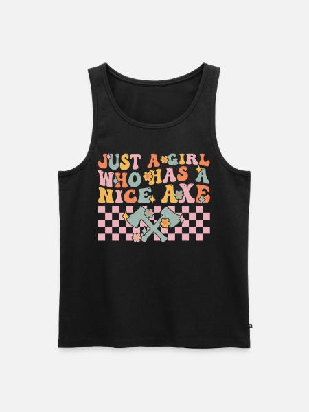Groovy Axtwerfendes Mädchen - Männer Premium Bio Tank Top - Schwarz