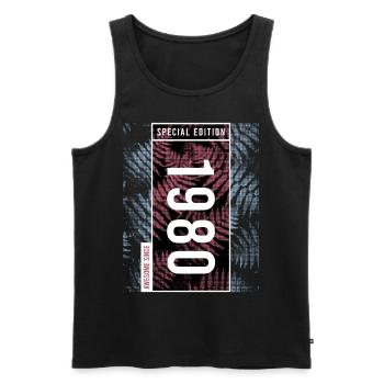 Special Edition 1980's Birthday Urban Graphic - Men's Premium Organic Tank Top - black - Front - Michal (187cm)