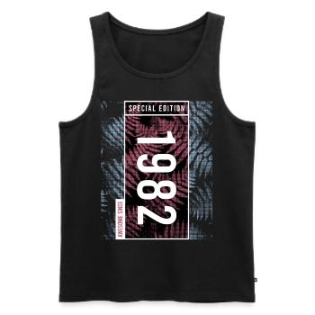 Édition spéciale 1982 Anniversaire Urban Graphic - Débardeur bio Premium Homme - noir - Devant - AI Model Male 178 light (178cm)