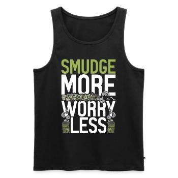 Wohnung Ausräuchern Smudge More Worry Less - Männer Premium Bio Tank Top - Schwarz - Vorne - Michal (187cm)