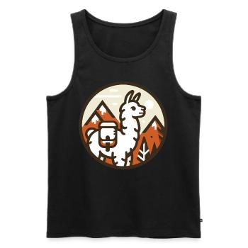 Simple hiking llama: Mountains in view - Men's Premium Organic Tank Top - black - Front - Michal (187cm)