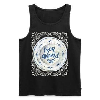 Cook and Cook, Saying Antique Plate Typography - Men's Premium Organic Tank Top - black - Front - AI Model Male 178 light (178cm)