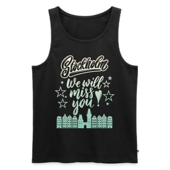 Stockholm, Suède Panorama de la capitale - Débardeur bio Premium Homme - noir - Devant - AI Model Male 178 light (178cm)