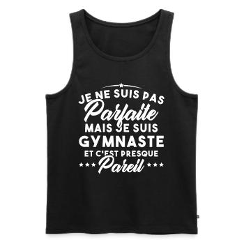 Cadeau gymnastique par parfaite mais Gymnaste - Débardeur bio Premium Homme - noir - Devant - Michal (187cm)