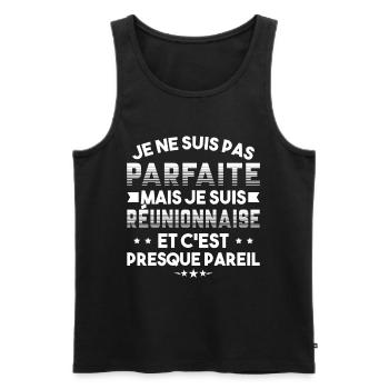 Je ne suis pas parfaite mais je suis Réunionnaise - Débardeur bio Premium Homme - noir - Devant - Michal (187cm)