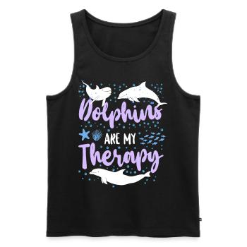 Dauphins Les dauphins sont ma thérapie - Débardeur bio Premium Homme - noir - Devant - Michal (187cm)