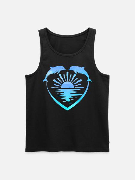 Dolphin Heart Sunset - Men's Premium Organic Tank Top - black