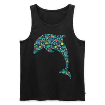 Dolphin Tropical Flower Floral - Men's Premium Organic Tank Top - black - Front - Michal (187cm)