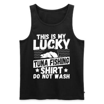 This Is My Lucky Tuna Fishing Shirt Do Not Wash - Männer Premium Bio Tank Top - Schwarz - Vorne - AI Model Male 178 light (178cm)