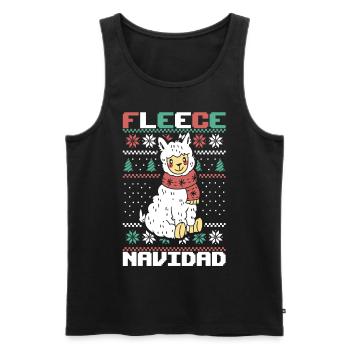 Fleece Feliz Navidad Llama Christmas Badge - Männer Premium Bio Tank Top - Schwarz - Vorne - AI Model Male 178 light (178cm)