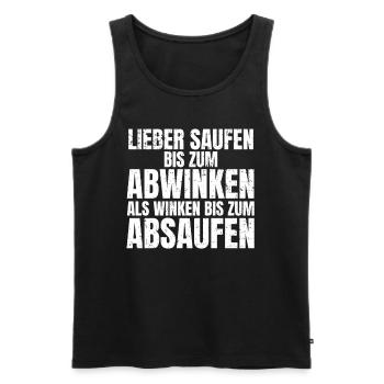 Winken bis zum Absaufen Lustiger Feierabend Spruch - Männer Premium Bio Tank Top - Schwarz - Vorne - AI Model Male 178 light (178cm)