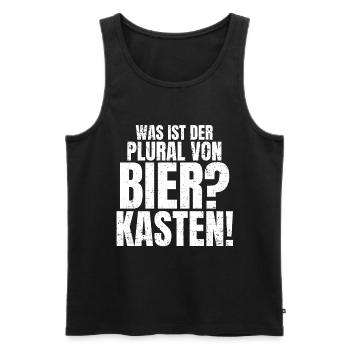 Plural von Bier? Kasten Lustiger Feierabend Spruch - Männer Premium Bio Tank Top - Schwarz - Vorne - AI Model Male 178 light (178cm)