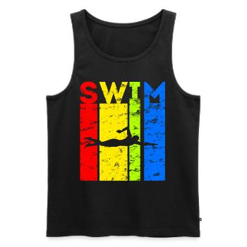 Nageur Natation Natation Design Vintage - Débardeur bio Premium Homme - noir - Devant - Michal (187cm)