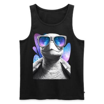 Turtle Space Glasses Vaporwave Galaxy Sunglasses - Männer Premium Bio Tank Top - Schwarz - Vorne - AI Model Male 178 light (178cm)