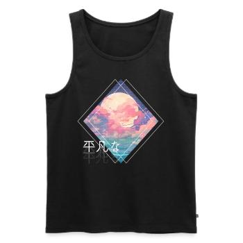 Sky Full Moon Clouds Kawaii Lofi Japanese Anime Ae - Männer Premium Bio Tank Top - Schwarz - Vorne - AI Model Male 178 light (178cm)