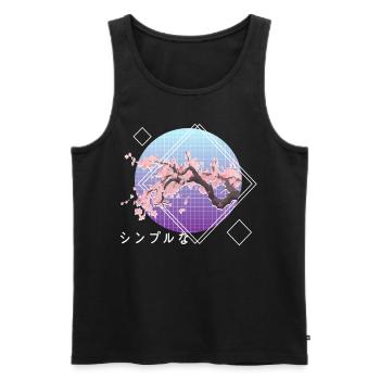 Lofi Aesthetic Sakura Cherry Blossom Tree Japanese - Männer Premium Bio Tank Top - Schwarz - Vorne - Michal (187cm)