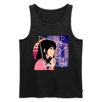Retro 80's Japanese Lofi Vaporwave Aesthetic Sad A - Männer Premium Bio Tank Top - Schwarz - Vorne - Michal (187cm)