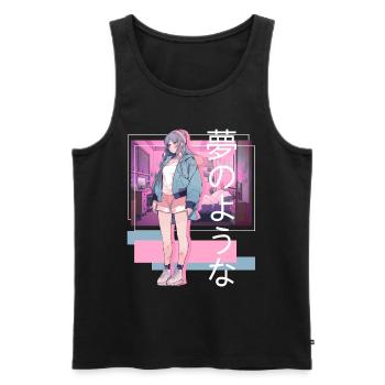 Kawaii Anime Lofi Girl Retro Japanese Soft Girl Ae - Männer Premium Bio Tank Top - Schwarz - Vorne - AI Model Male 178 light (178cm)