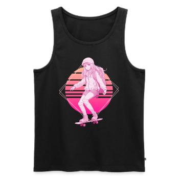 Skater Girl Lofi Skateboard Japanese Vaporwave Ret - Männer Premium Bio Tank Top - Schwarz - Vorne - Michal (187cm)