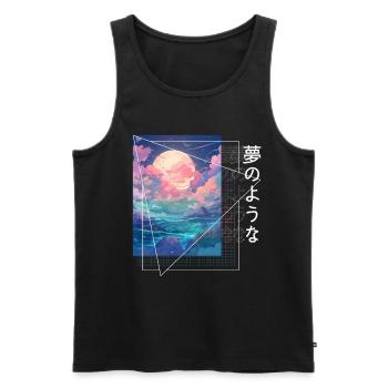 Lofi Anime Aesthetic Japan Fantasy Nature Moon And - Männer Premium Bio Tank Top - Schwarz - Vorne - AI Model Male 178 light (178cm)