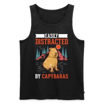Easily distracted by Capybaras - Männer Premium Bio Tank Top - Schwarz - Vorne - Michal (187cm)