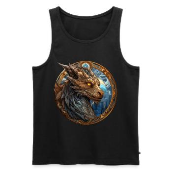 Drachenwesen Franzi die Behüterin der Welt. - Männer Premium Bio Tank Top - Schwarz - Vorne - AI Model Male 178 light (178cm)