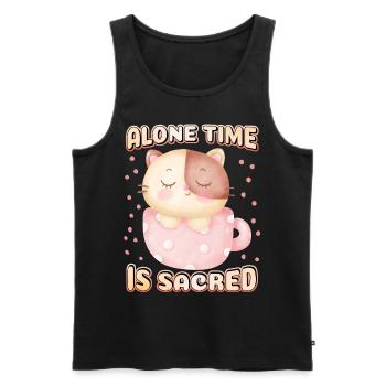 Introvert, cute cat in coffee cup, saying - Men's Premium Organic Tank Top - black - Front - Michal (187cm)