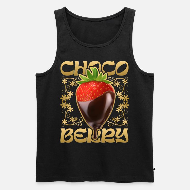 Erdbeere mit Schokolade - Männer Premium Bio Tank Top - Schwarz